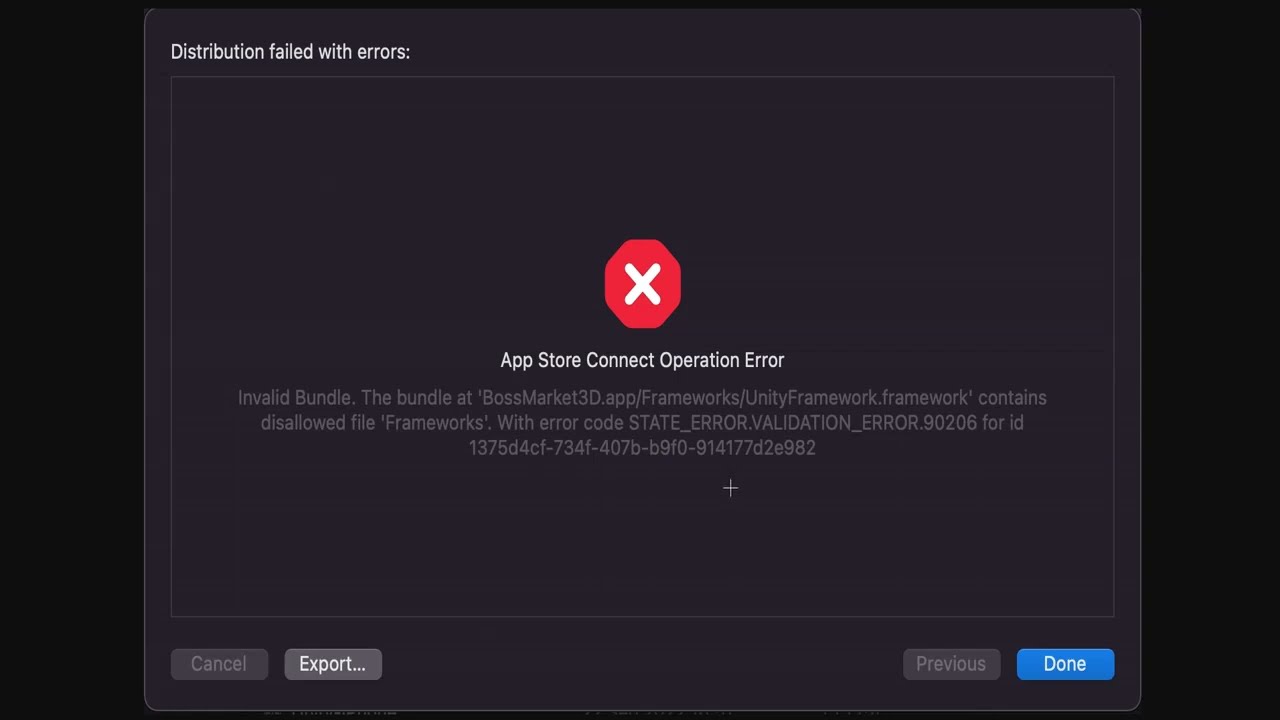 How to solve Unity iOS build error: UnityFramework.framework contains disallowed file 'Frameworks'