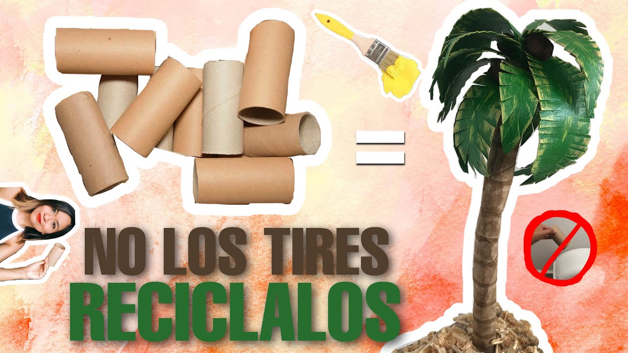 RECICLANDO TUBITOS DE CARTÓN | MANUALIDAD DE PALMERA DE COCO | DIY | 🌴🥥