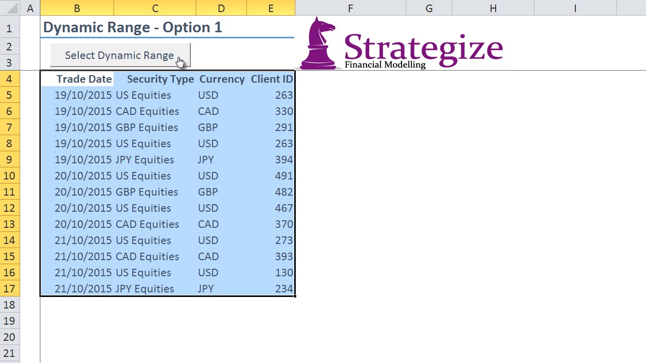 Excel VBA Dynamic Ranges
