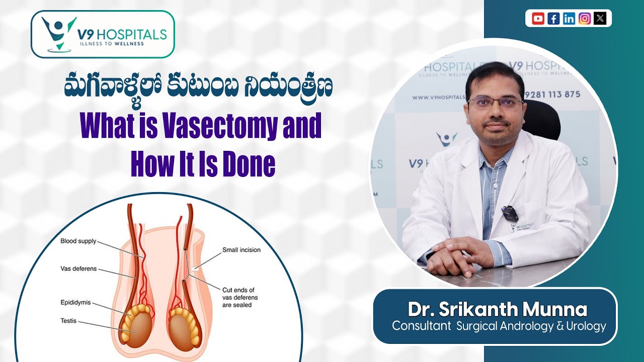 మగవాళ్ళలో కుటుంబ నియంత్రణ | What is Vasectomy and How It Is Done Telugu | V9 Hospitals