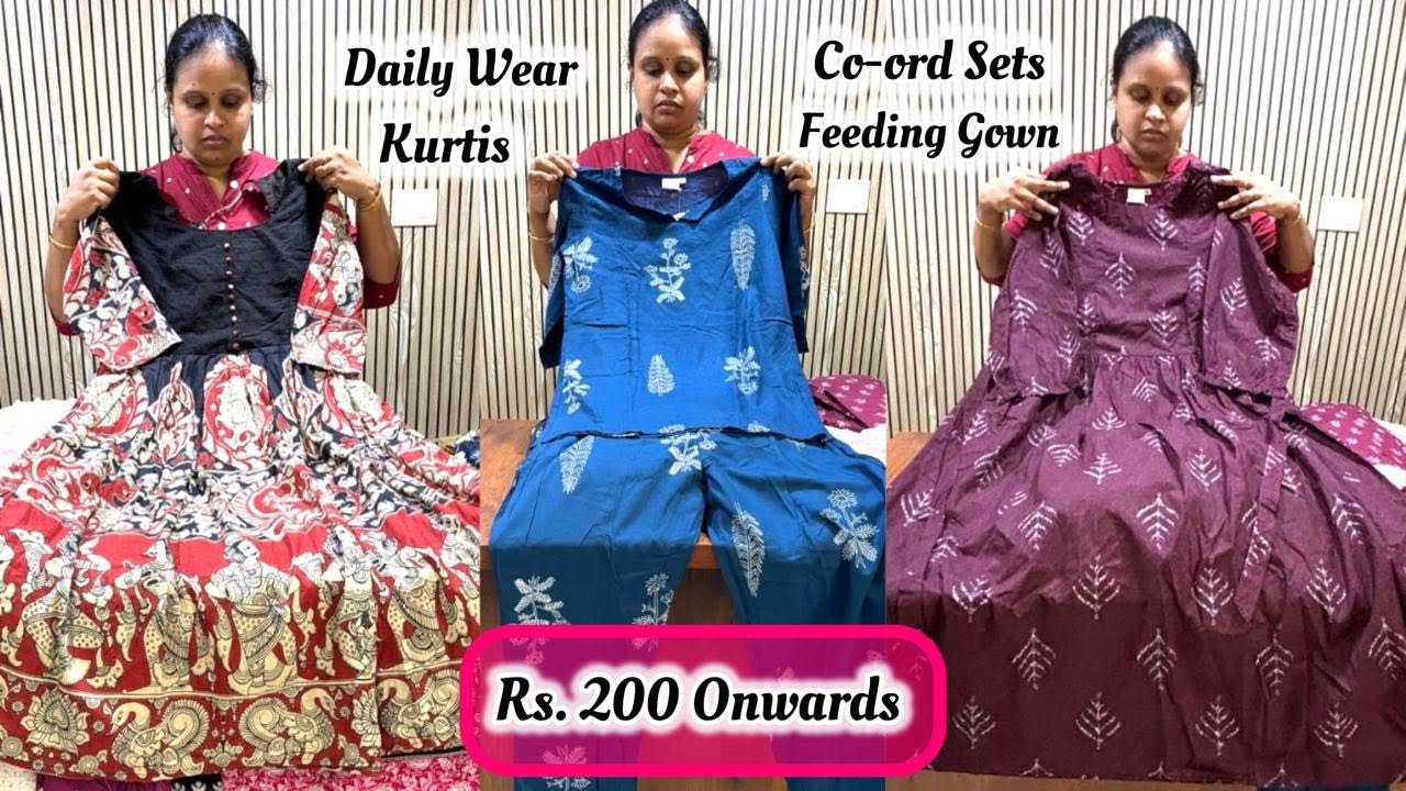 Affordable Fashion Bengaluru Rs. 200 Onwards Kurtis Co-ord Sets Long Gowns Nightwear & Feeding Gown
