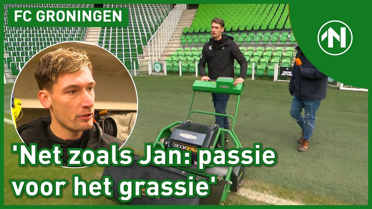 Rowin Jansen is verantwoordelijk voor het veld van FC GRONINGEN: 'de beste grasman van Nederland'