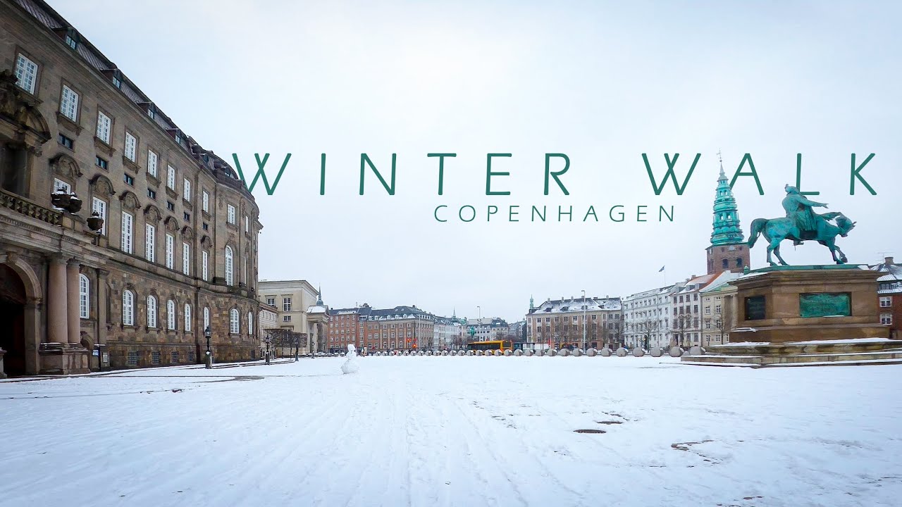 Winter walk from The Royal Library (Black Diamond) to Højbro Plads, 4K