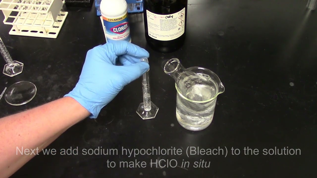 Oxidation and Reduction: Oxidation of diphenylmethanol with hypochlorous acid