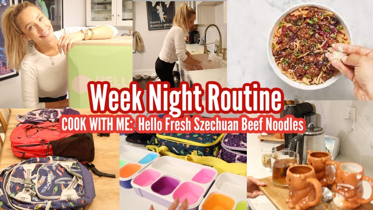 WEEK NIGHT ROUTINE // COOK HELLO FRESH WITH ME // CLEAN WITH ME // GET ORGANIZED FOR THE MORNING!