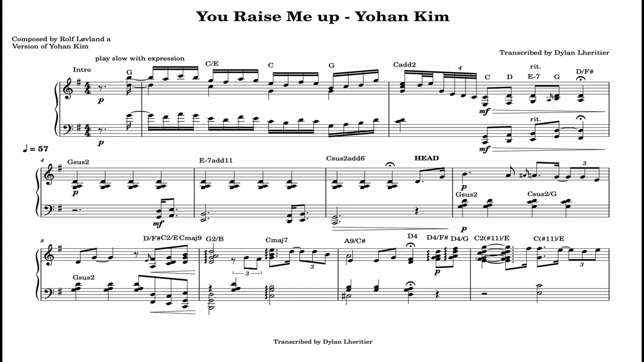 Raise me Up - Yohan Kim (sheet music)
