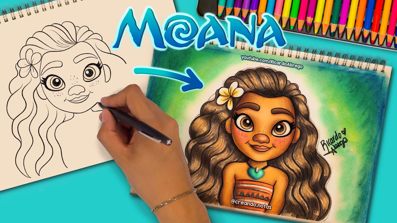 Cómo dibujar a MOANA paso a paso! #disney #moana #dibujo #dibujos #disneyprincess