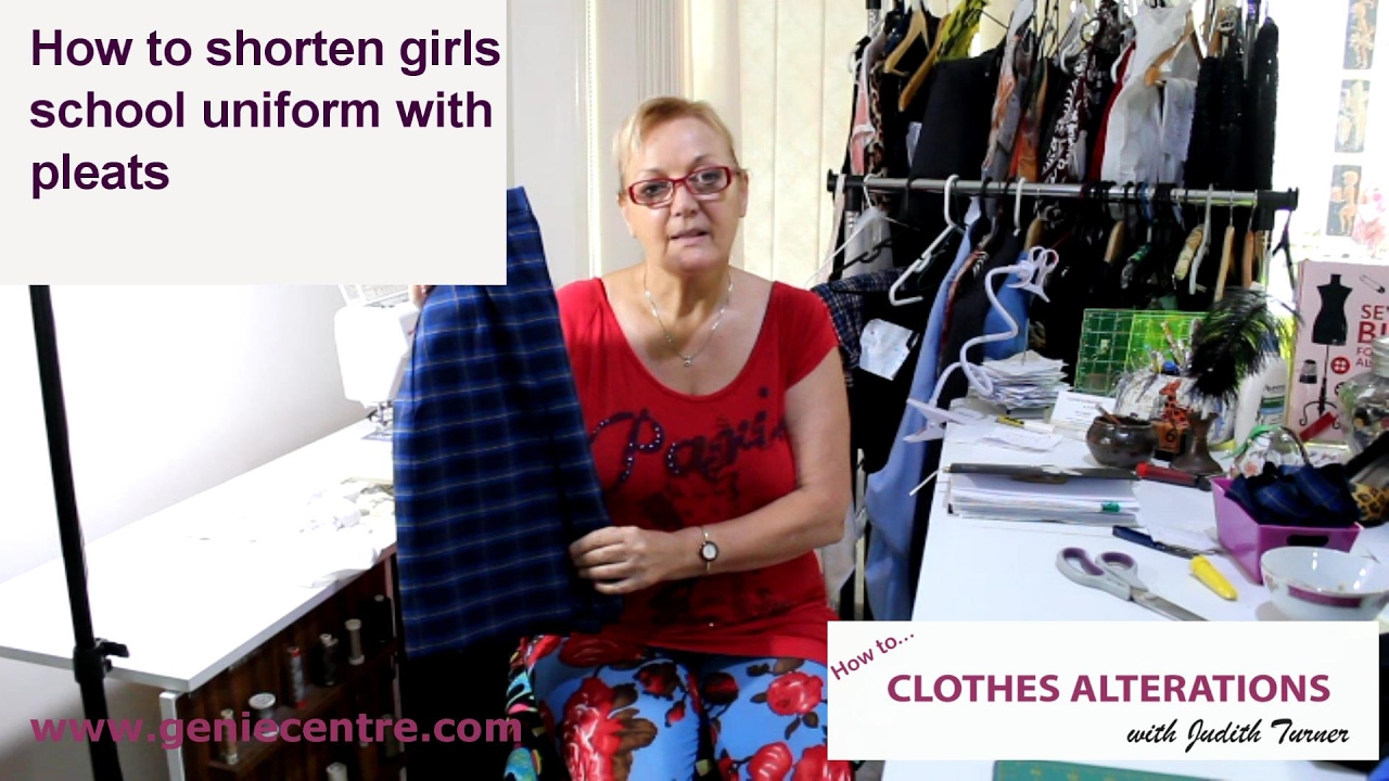 How to shorten girls school uniform with pleats