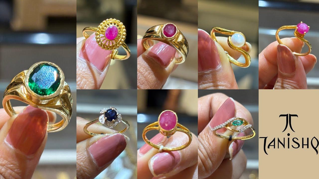 Tanishq Latest Light Weight Gold Finger Ring 💍 With Gemstones Designs With weight & Price 😱