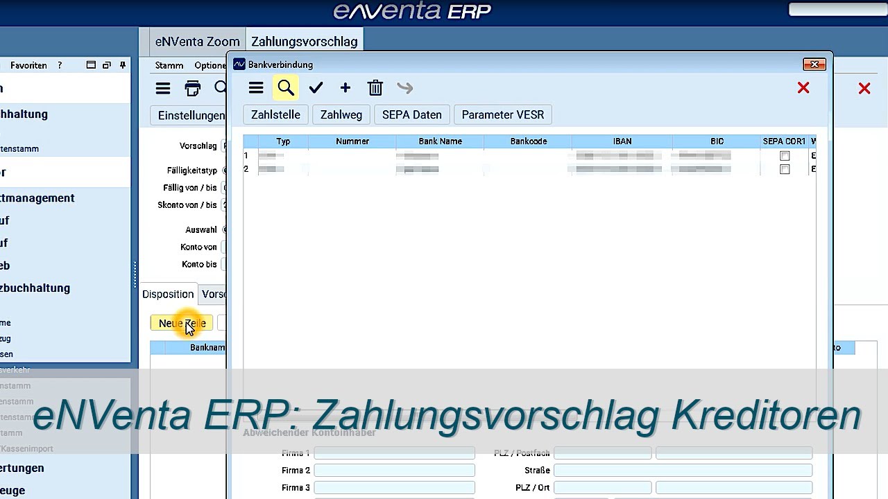 eNVenta ERP ✅ Zahlungsvorschlag Kreditoren