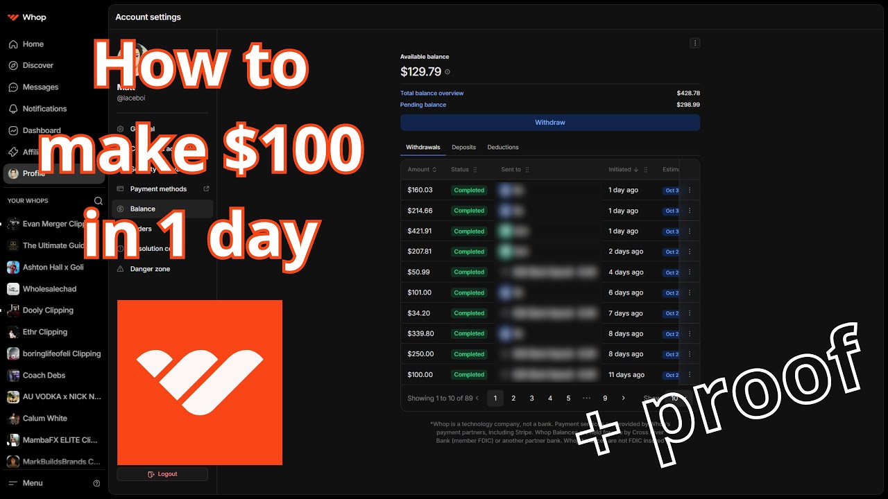 How I Made $100 on Whop in 1 Day as a Beginner