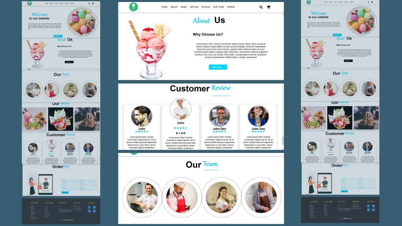 How To Make Ice Cream Website 2023 | Build Multipage website Using HTML, CSS ice cream|ABC Designer