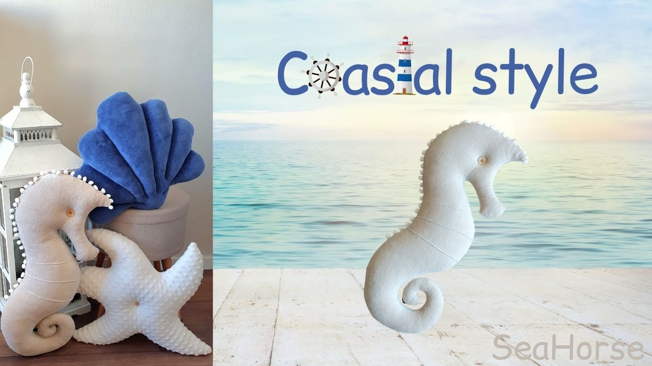 How to sew a decorative SEAHORSE pillow or plush toy in coastal style | Vankúš morský koník