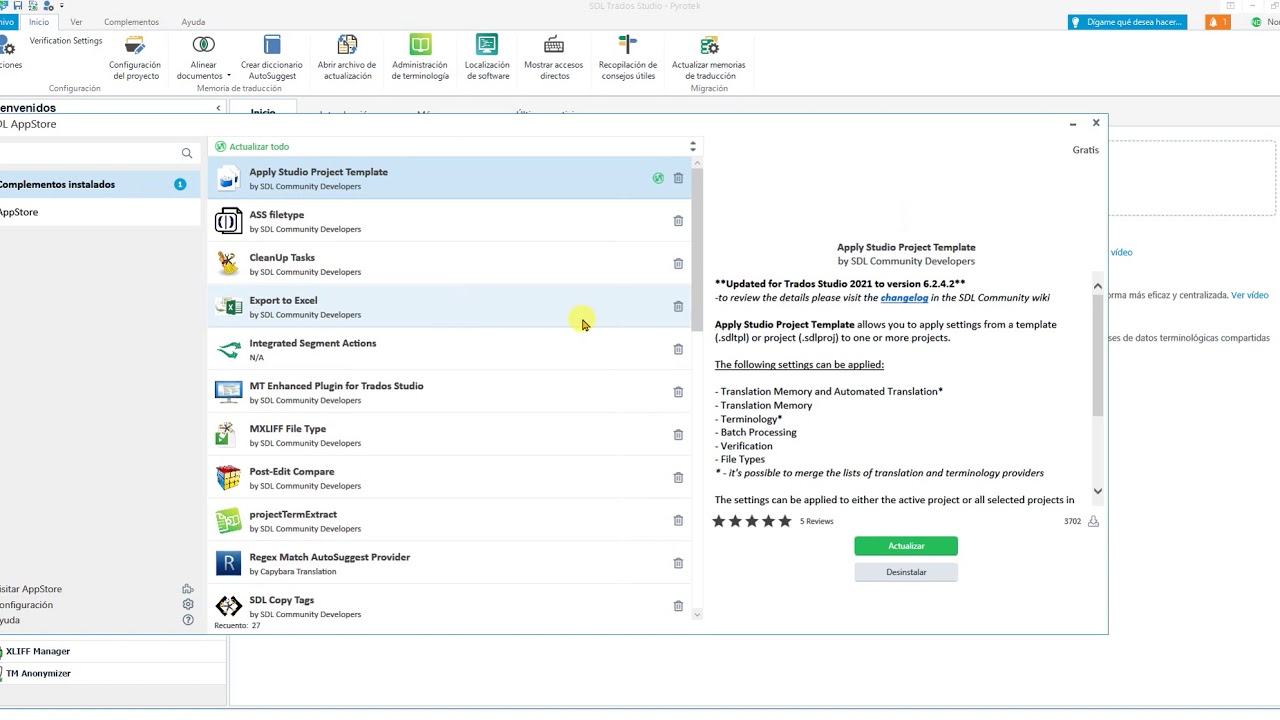 The Wordlight plugin in SDL Trados Studio
