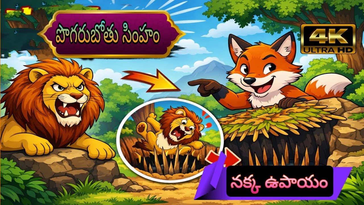 తెలివైన నక్క-తెలివి తక్కువ సింహం కథ|| తెలుగు కథలు ||moral stories||నీతి కథలు|| stories|| forest 