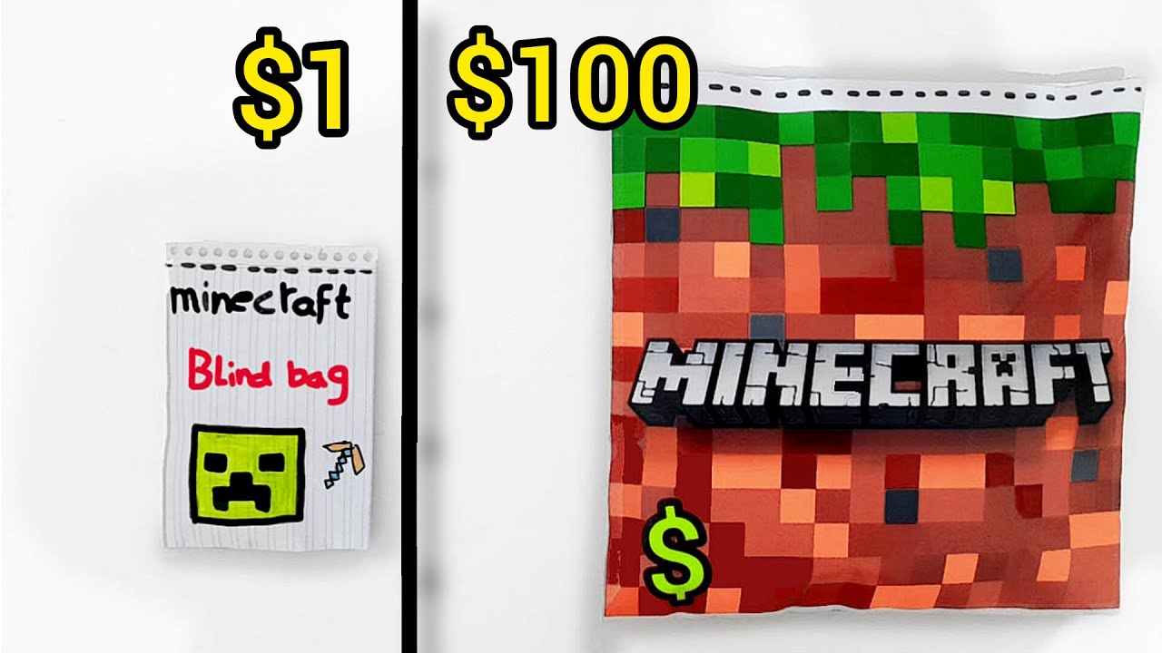 $1 VS $100 BLIND BAG! minecraft edition 🖤| ASMR |Paper Minecraft
