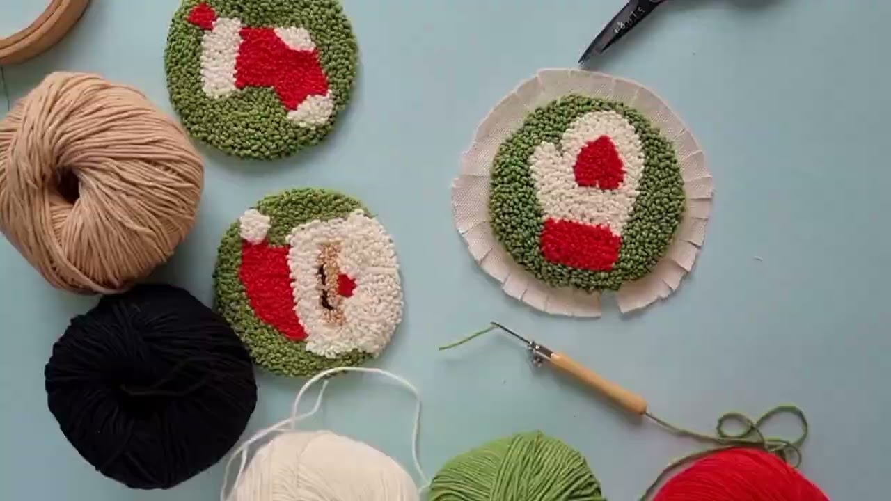 подставки под чашку в ковровой технике. Punch needle coasters