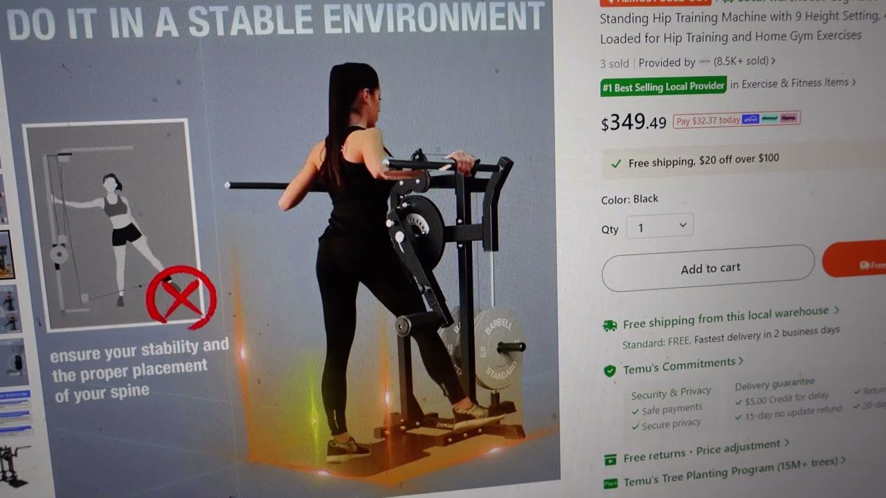 Temu $349.49 Adjustable Standing Hip Exercise Machine Offer