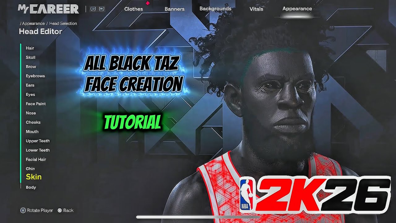 ALL BLACK Taz Face Creation Tutorial 2k26!