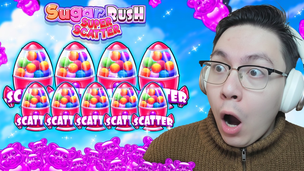 SUPER WIN from HUGE BONUS + RETRIGGER on Sugar Rush Super Scatter