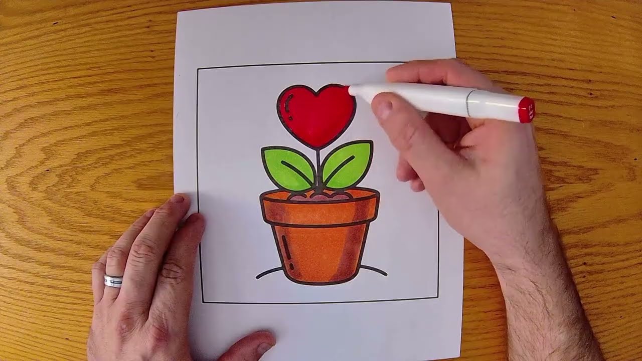 Coloring a Heart Flower ❤️