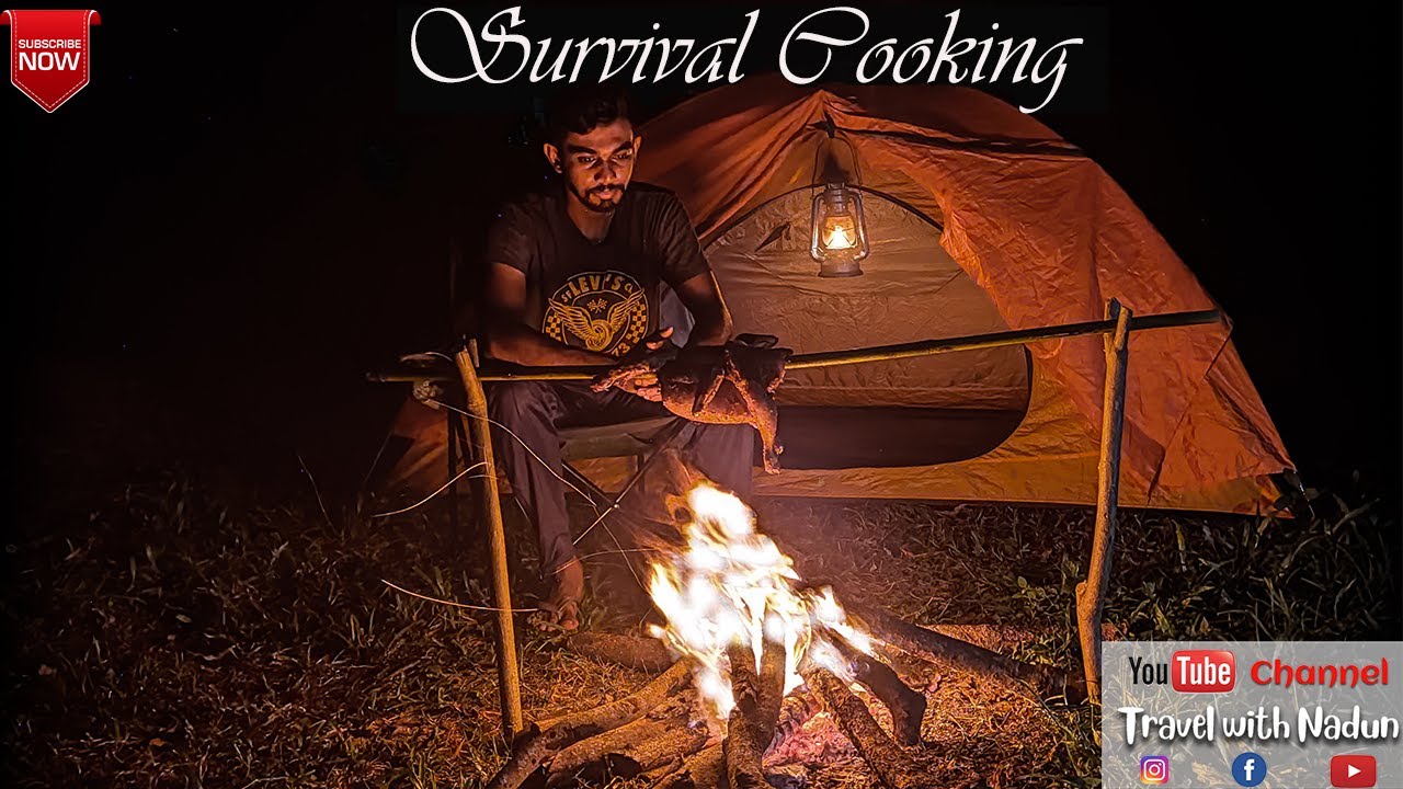 Solo Camping | Survival Cooking | Roasted chicken