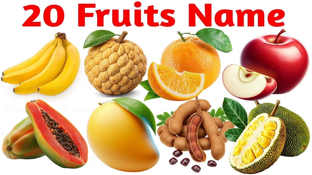 20 फलों के नाम | Learn Fruits Name | Fruit Name English Hindi | Fruits Name with Pictures Animation