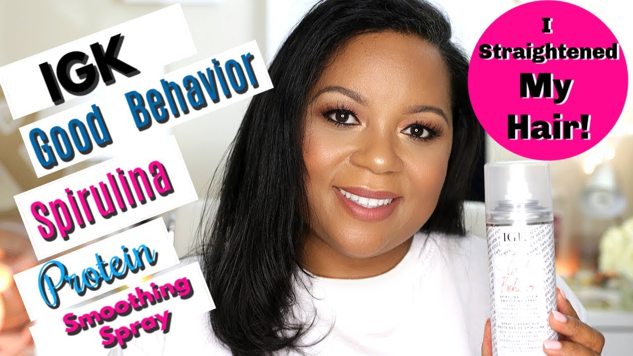 Using IGK Good Behavior Spirulina Protein Smoothing Spray On My Natural Curly Hair | I'm Shook!