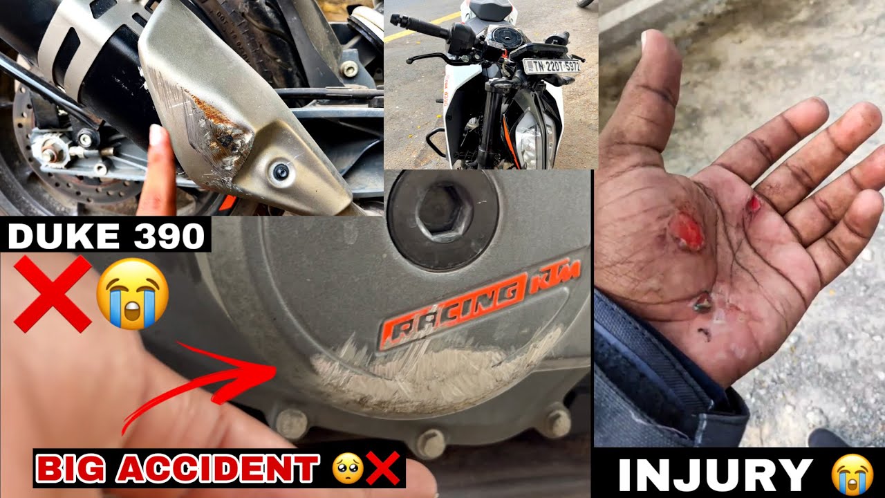 KTM DUKE 390 ACCIDENT😱❌|| INJURY 😭|| ENGINE POOCHU 😡 MUST WATCH🥺 || KTM 👎🏻 || UNKNOWNRIDER
