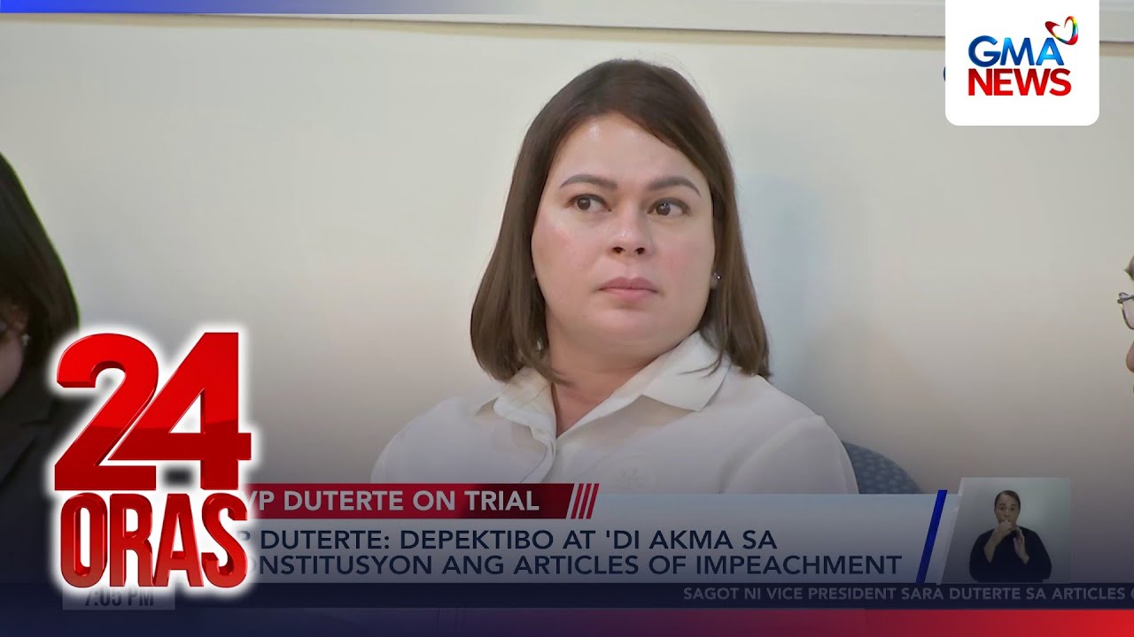 VP Sara seeks dismissal of Articles of Impeachment | 24 Oras