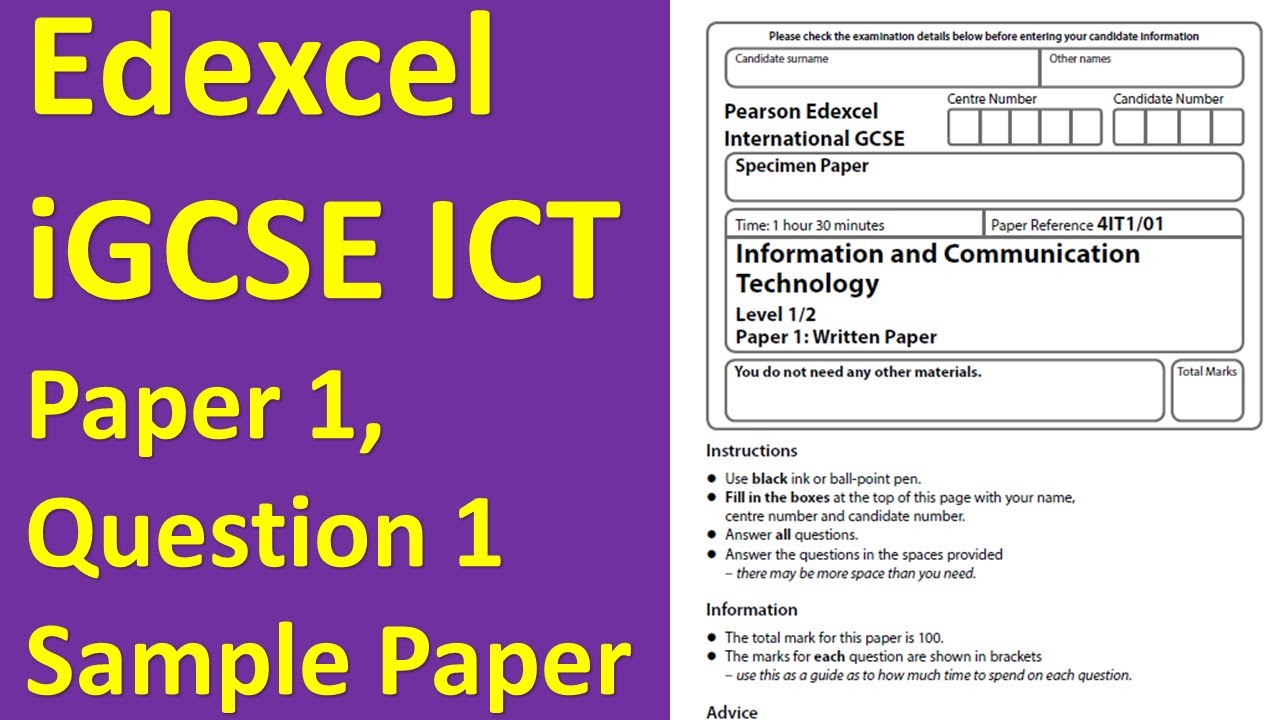 Edexcel iGCSE ICT, Paper 1, Question 1, Sample Paper