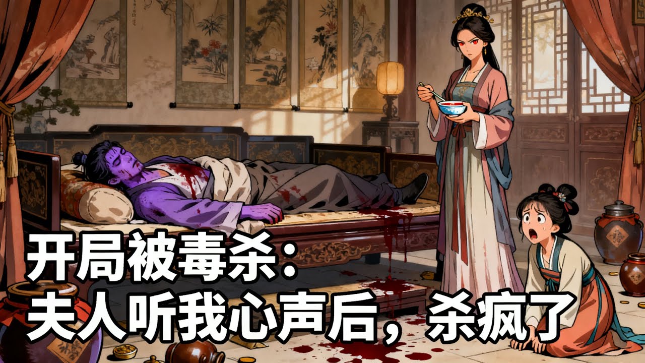 《開局被毒殺：夫人聽我心聲後，殺瘋了》神界大佬穿成將死贅婿，本想低調苟命，誰知夫人能偷聽我吐槽，反手就把下毒丫鬟全送走，還逼我喝解藥！#漫畫解說#玄幻#爽文#小說推薦#有聲書