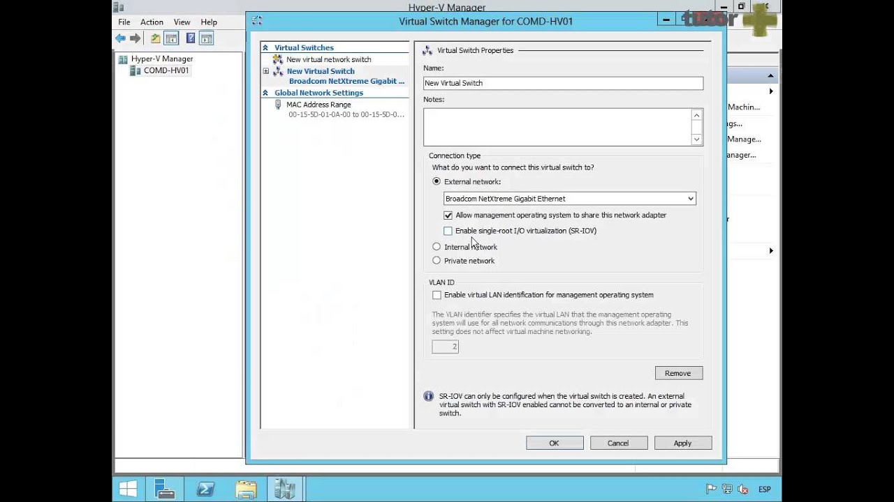 Tipos de Switches virtuales en Hyper V