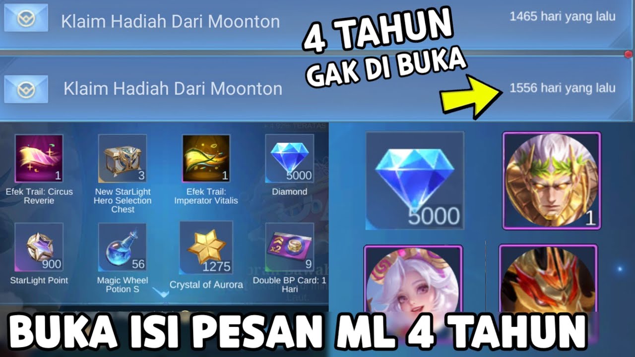 BUKA SEMUA PESAN ML HASIL NABUNG SELAMA 4 TAHUN ! TERNYATA DAPAT BANYAK SKIN, DIAMOND & COA