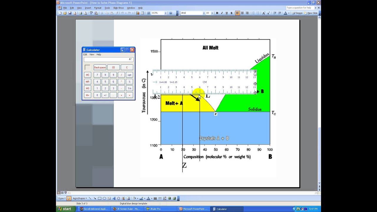 Phase Diagram - percent solid and liquid