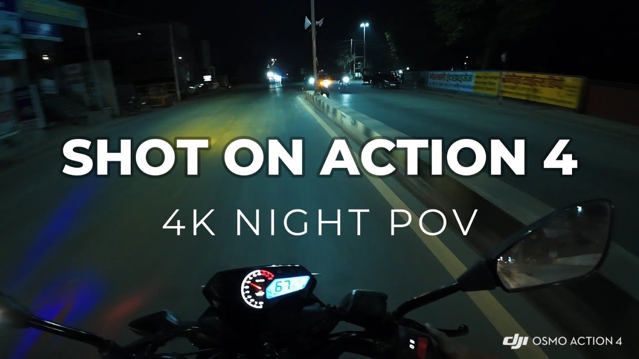 DJI Action 4 Low light Performance Test | Night Riding POV🌙 | #motovlog #dji #pulsarn160