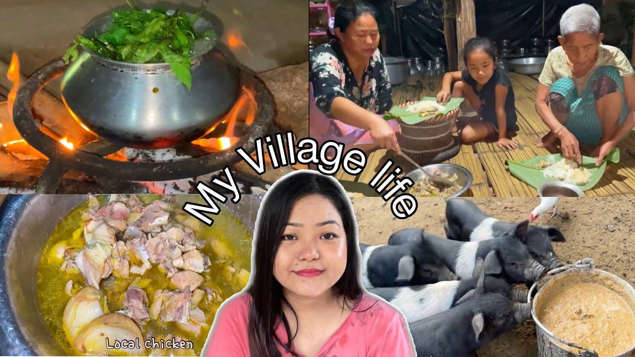 A day in my village life: wild mushroom stew,local chicken with oou tenga, feeding pigs daily chores