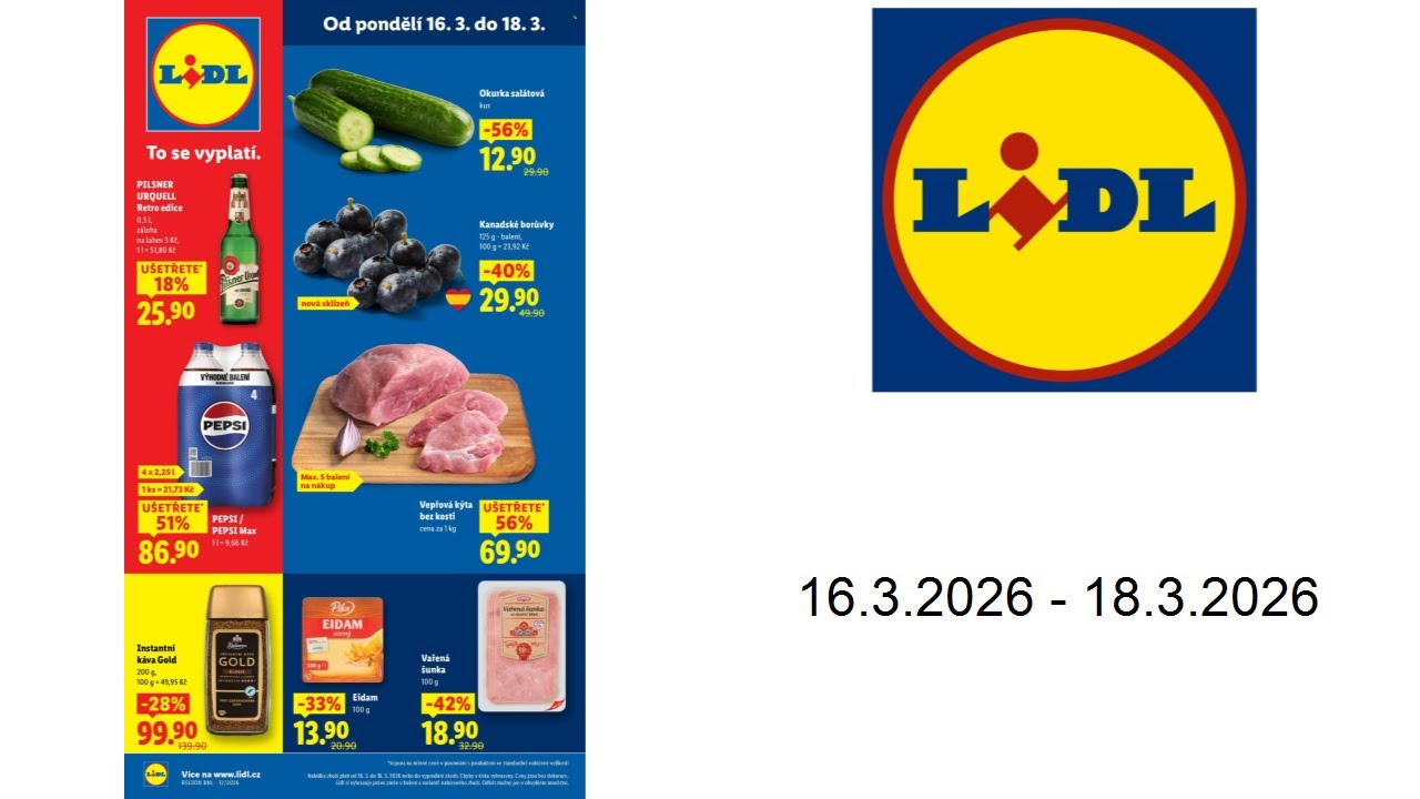 Leták Lidl - 16.3.2026 - 18.3.2026