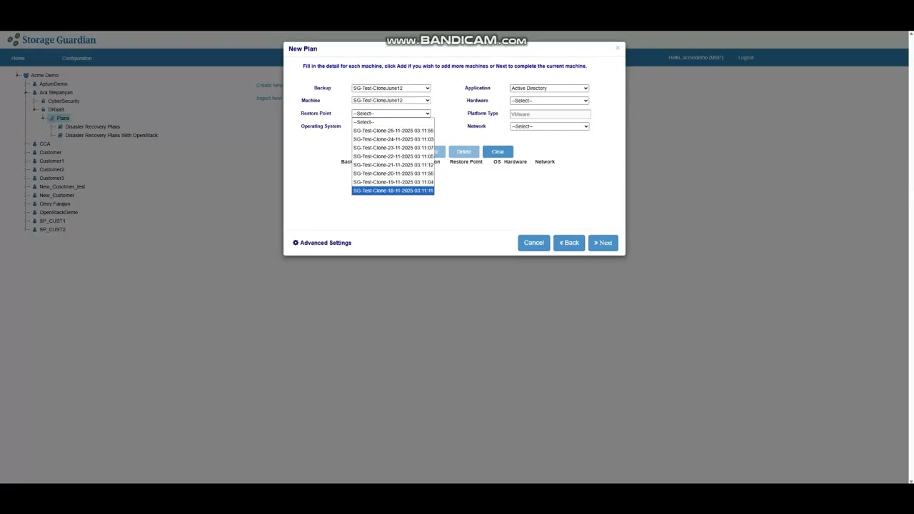 Storage Guardian's Out Of Band DR Runbook   Plan Creation