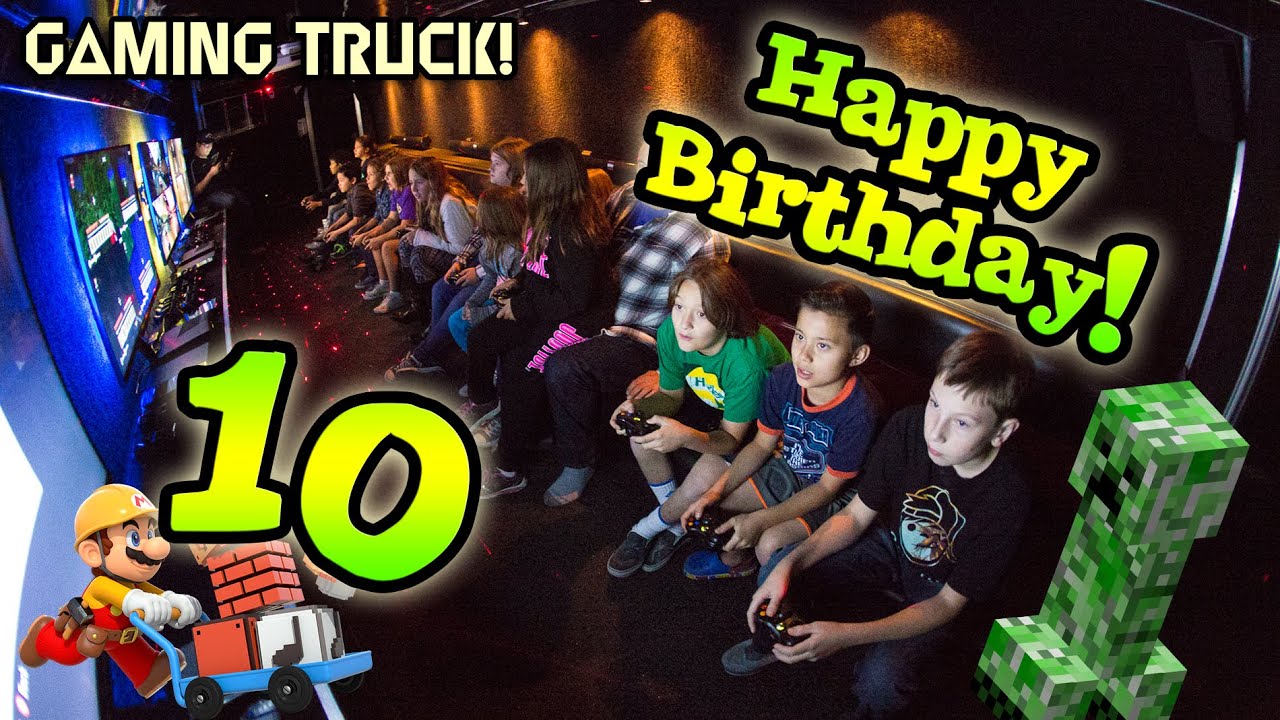 Evan's 10th Birthday! GAME TRUCK ACTION + PIE FACE on Friends!!!