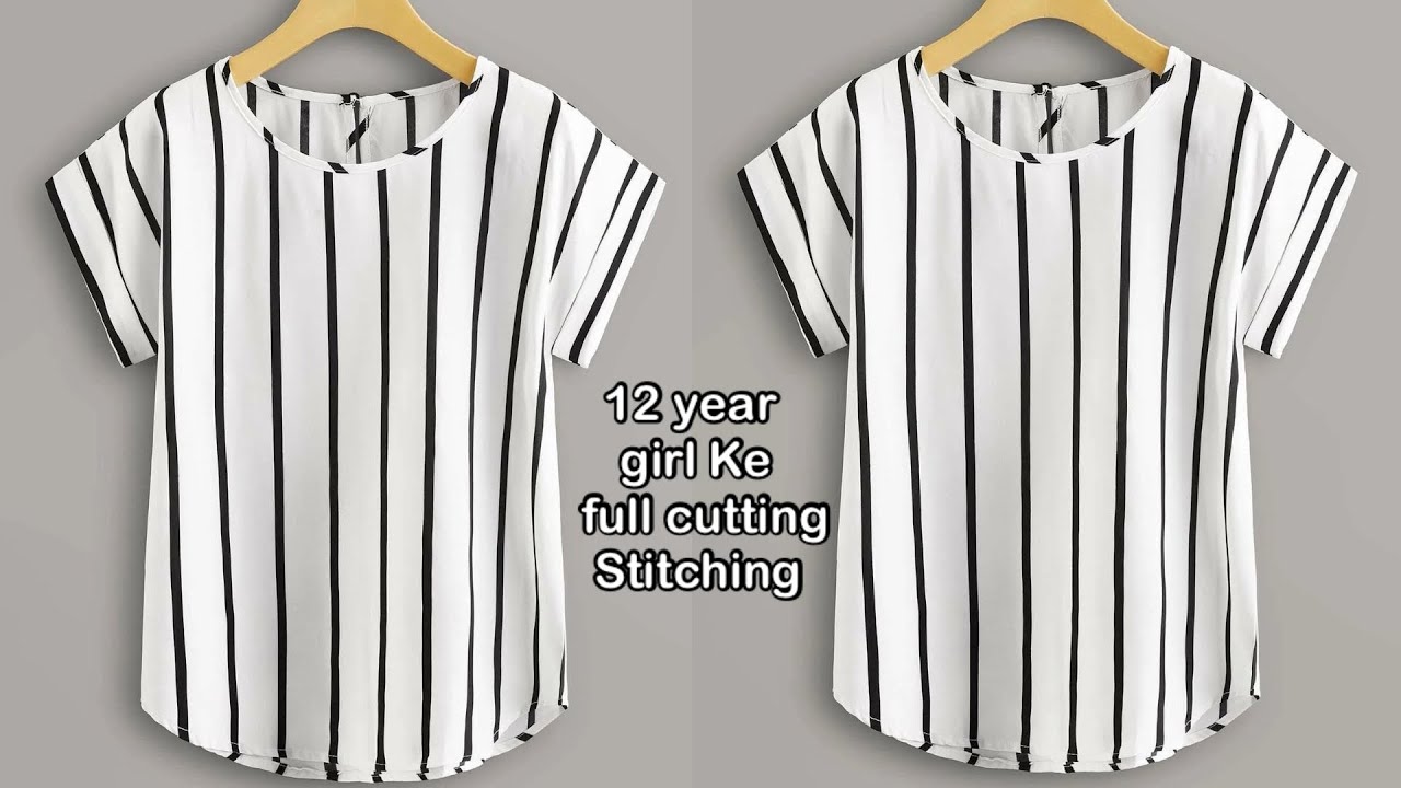 11-12 years girl casual T-shirt cutting and stitching/ very ￼ easy tutorial