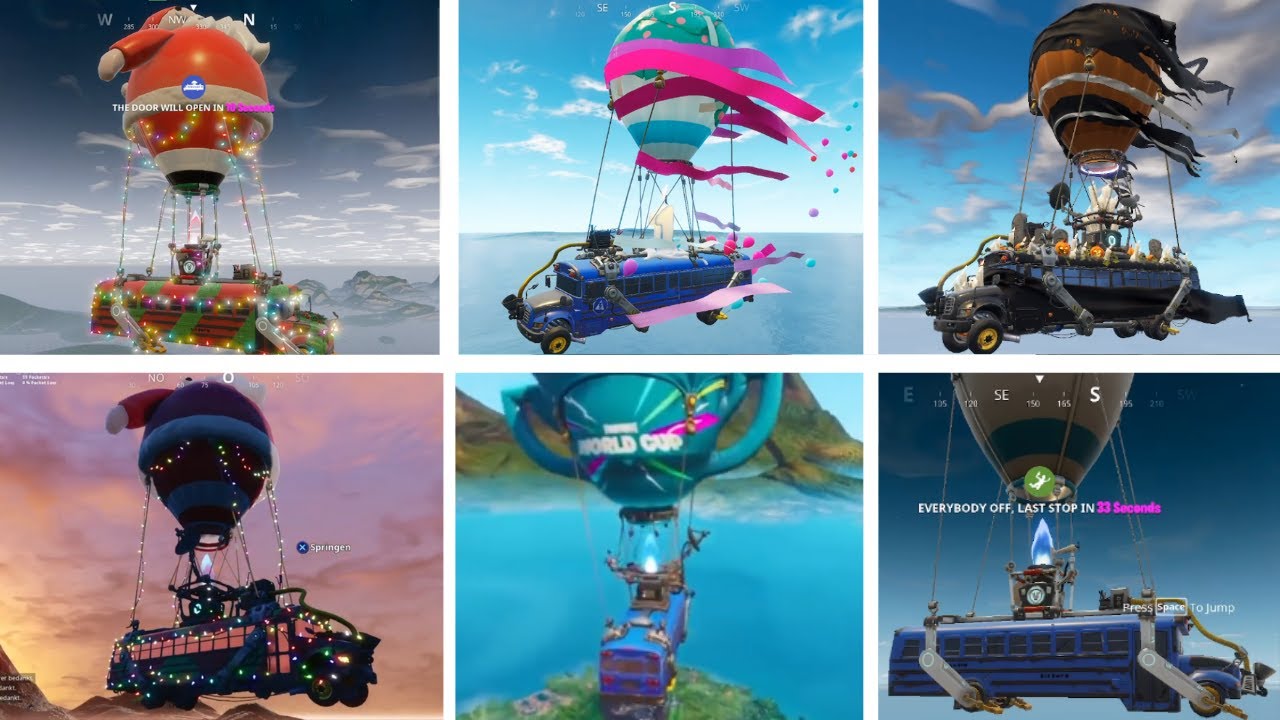 All Fortnite Chapter 1 Battle Buses + Spawn Islands (Season 1 - Season 10)
