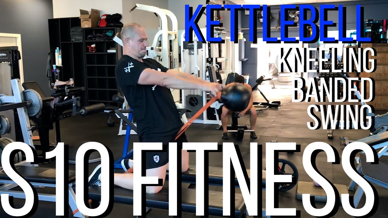 S10 Fitness kneeling banded kettlebell swing with coach Chris Daly