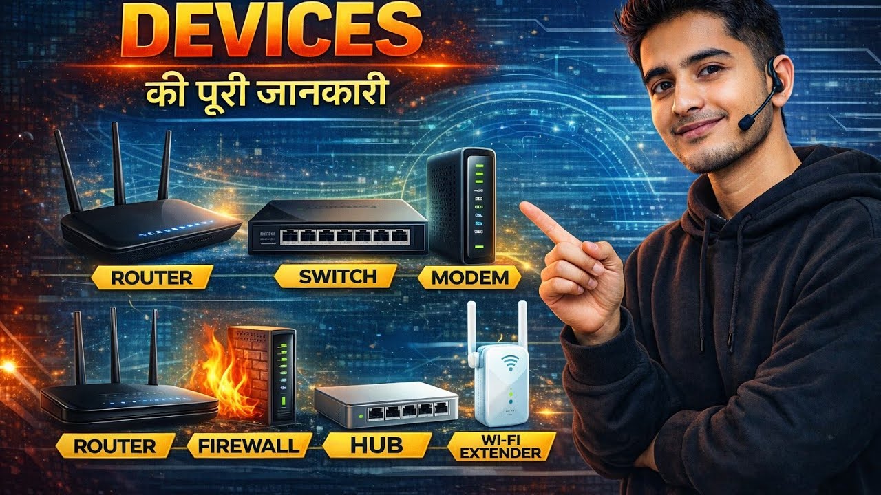 Topic 9 Networking Devices kya hote hain Router switch modem hub kya kam krte hai @computerwothak 