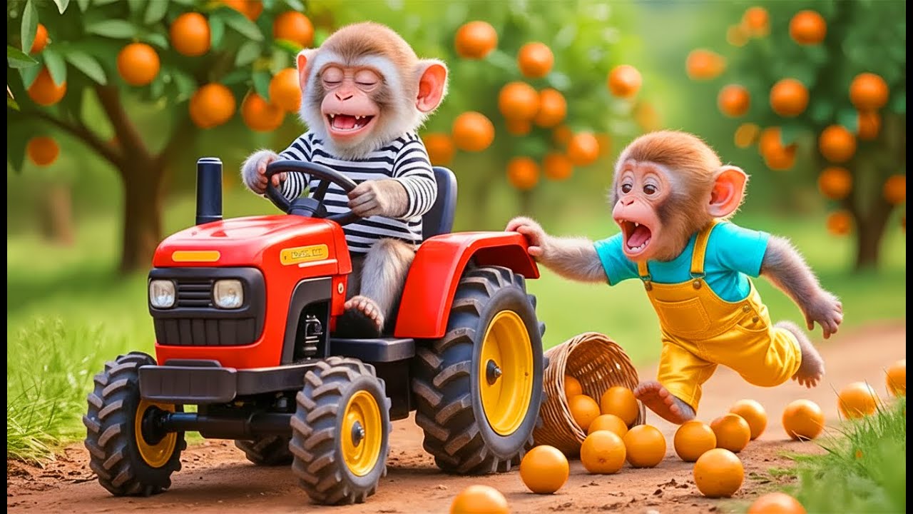🐒🍊💥 Monkey Eric  Harvests Oranges and Outsmarts a Sneaky Thief! 😱🚜 –  ERIC MONKEY LIFE