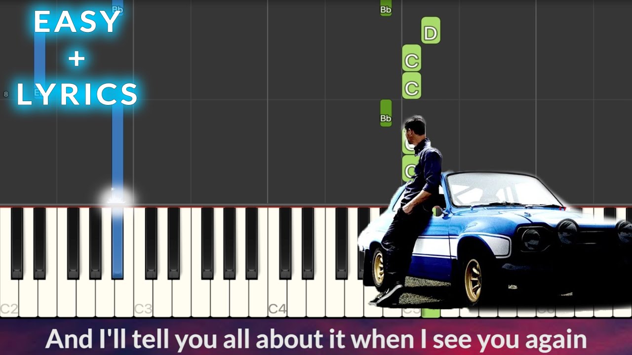 Wiz Khalifa - See You Again ft. Charlie Puth EASY Piano Tutorial + Lyrics