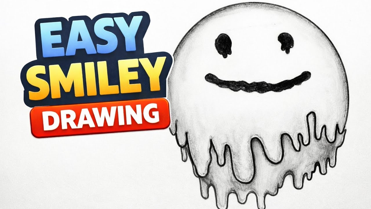 How to Draw a Melted Smiley Face 😮 Easy Dripping Emoji Pencil Sketch Step by Step