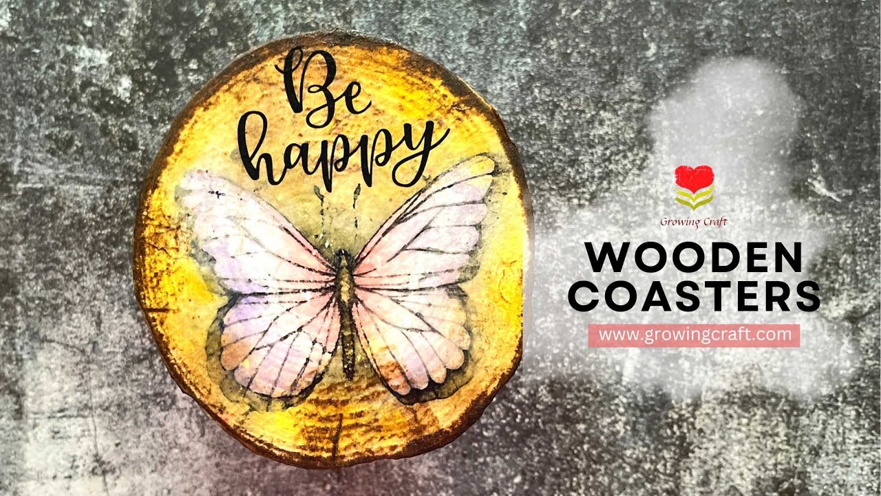 Easy Burnt Decoupage Art on wood - 1 Easy Wooden coasters making DIY tutorial - Transfer sheet diy
