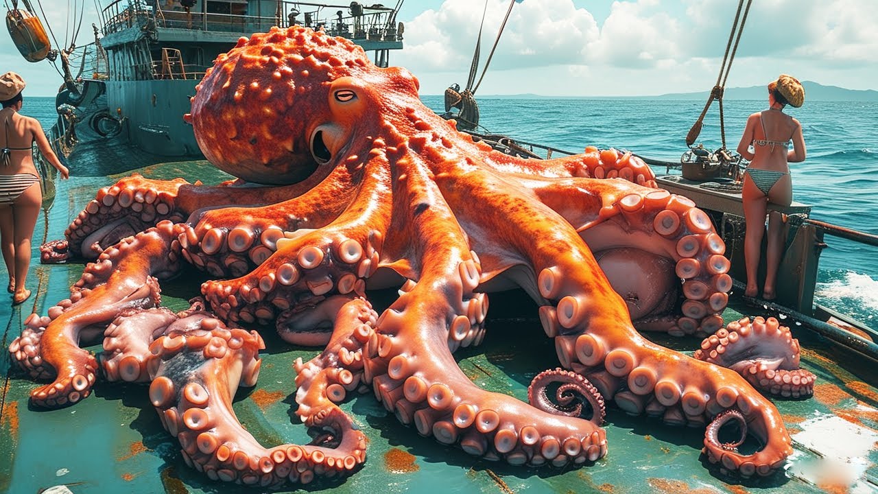 Japanese Fishermen Use Robots To Catch And Process Billions Of Squid - Longline Fishing Squid on Sea