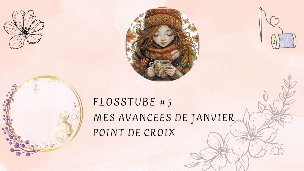 Flosstube #5 mes avancées de Janvier #pointdecroix #crossstitch #asmr 